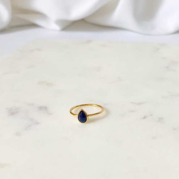 Sodalite tear drop ring 925 SS ( Gold plated ) - Picture 5 of 7